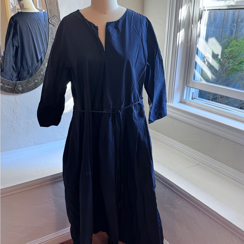 Parisian Navy Cotton 3/4 Sleeve Dress